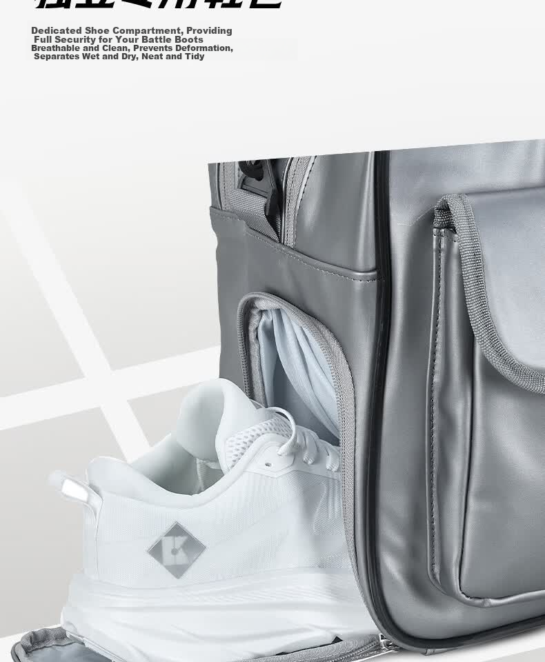 KUMPOO 26th Anniversary New Badminton Bag Durable Waterproof Heat-Resistant Sports Handheld Shoulder Bag Xunfeng KB-663 Silver/Grey 10