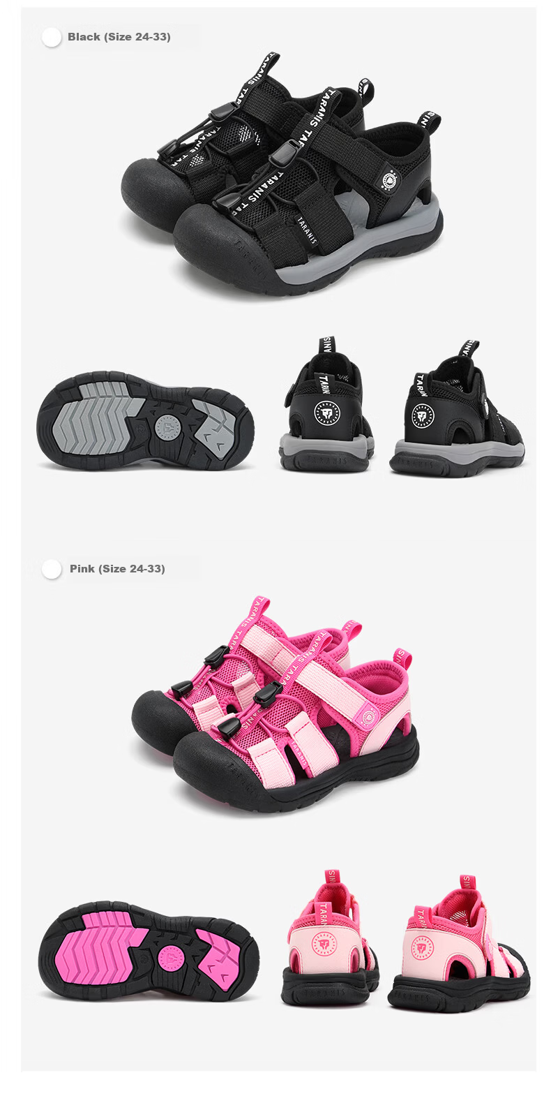 TARANIS Summer New Kids Closed-Toe Sandals Creek Shoes Boys and Girls Outdoor Sports Beach Shoes Black Size 30 1