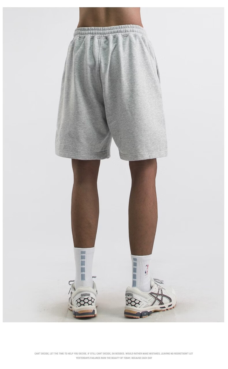 MMOPTOP Heavyweight American Casual Men's Summer Loose Simple Sports Shorts Versatile Five-Point Pants MDK22 Gray L 8