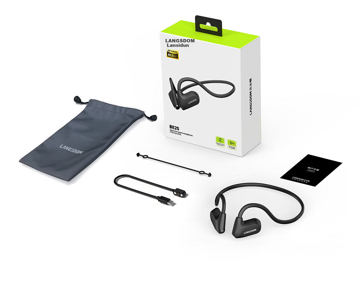 Langston Bluetooth Open-Ear Wireless Bone Conduction Headphones Sports Running Cycling Non-In-Ear Earphones Compatible with Apple BE25 Lilac Purple 15