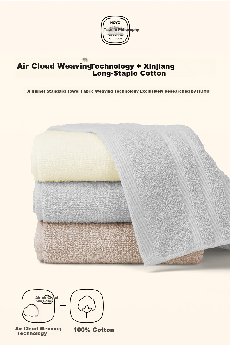 HOYO Japan Pure Cotton Towel Men's Face and Bath Towel Absorbent Quick-Dry Ivory Single Pack 33*60cm Sports 2
