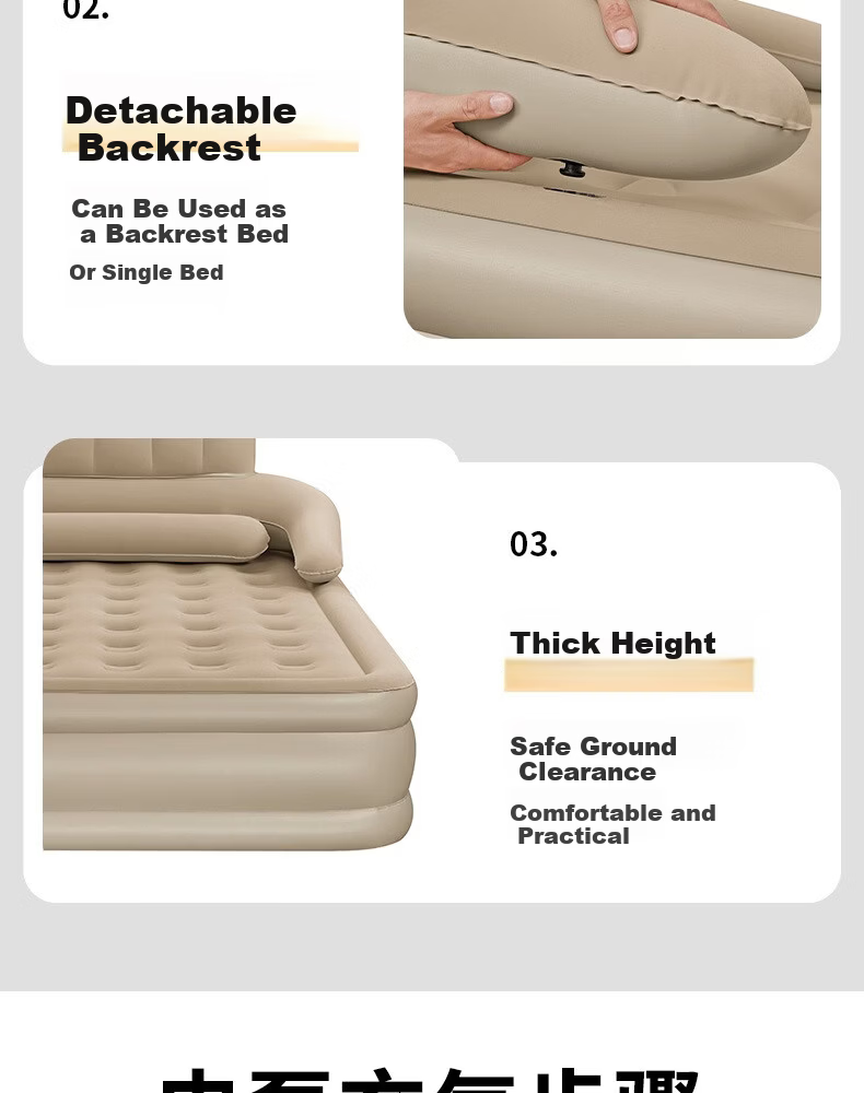 Bestway Xingqi Self-Inflating Air Mattress with Built-in Pump Single Elevated Backrest Outdoor Camping Home Floor Sleeping Pad 671DP 9