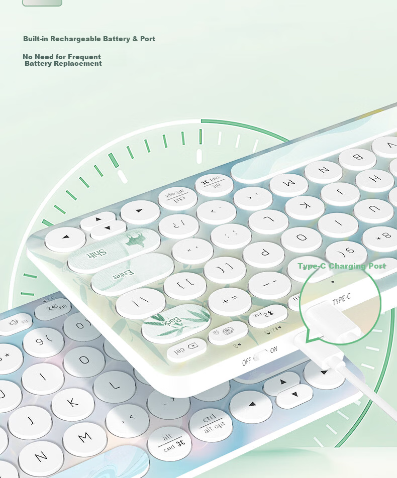HP Wireless Bluetooth Keyboard Classic Chinese Style Three-Mode Silent Learning Office Keyboard 79-Key Portable Ultra-Thin Rechargeable Laptop Tablet Keyboard 12