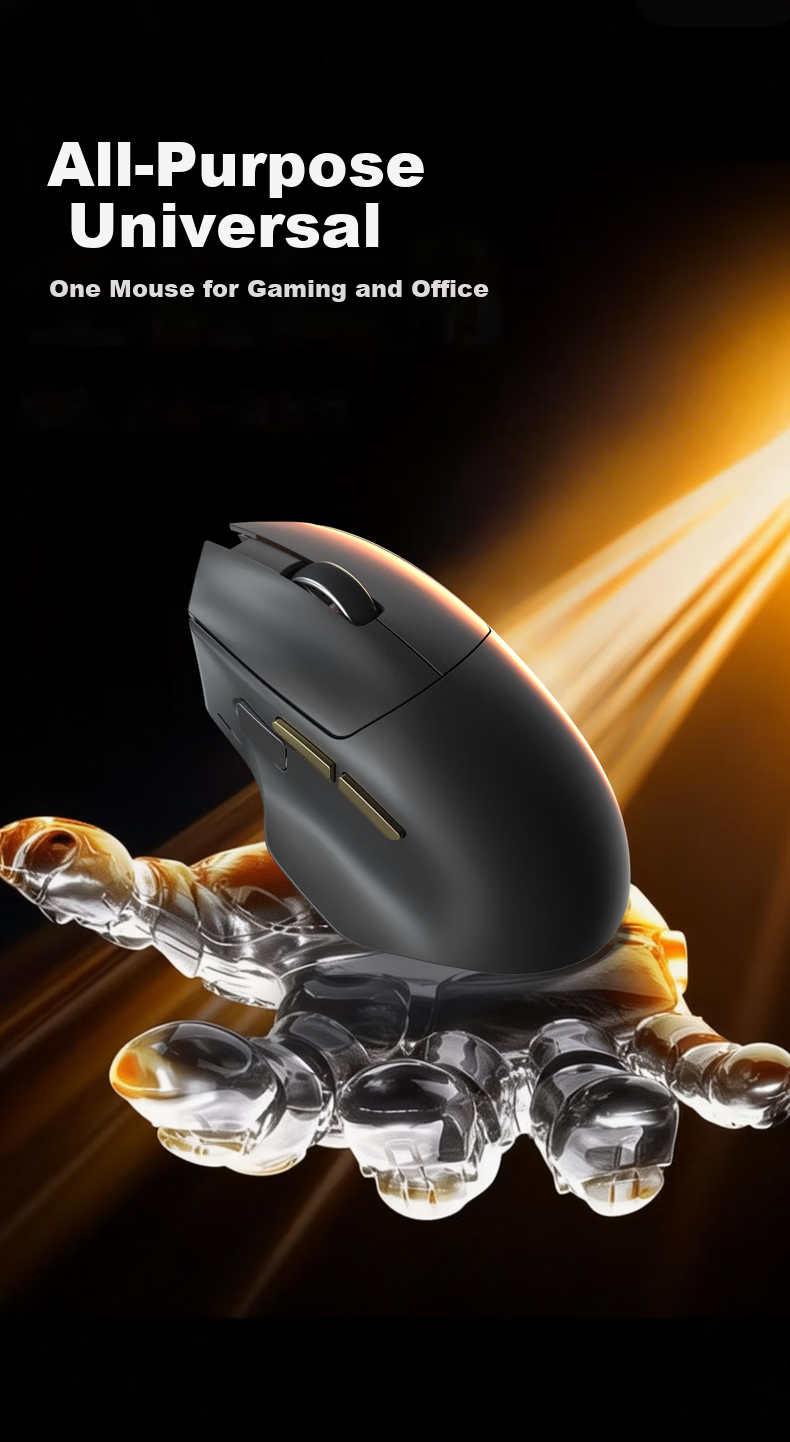 AULA V5 Mouse Large Medium Hand Wired/Wireless 2.4G/Bluetooth Tri-Mode Right-Handed Ergonomic Gaming Office PAW3311 Bauhinia Red 6