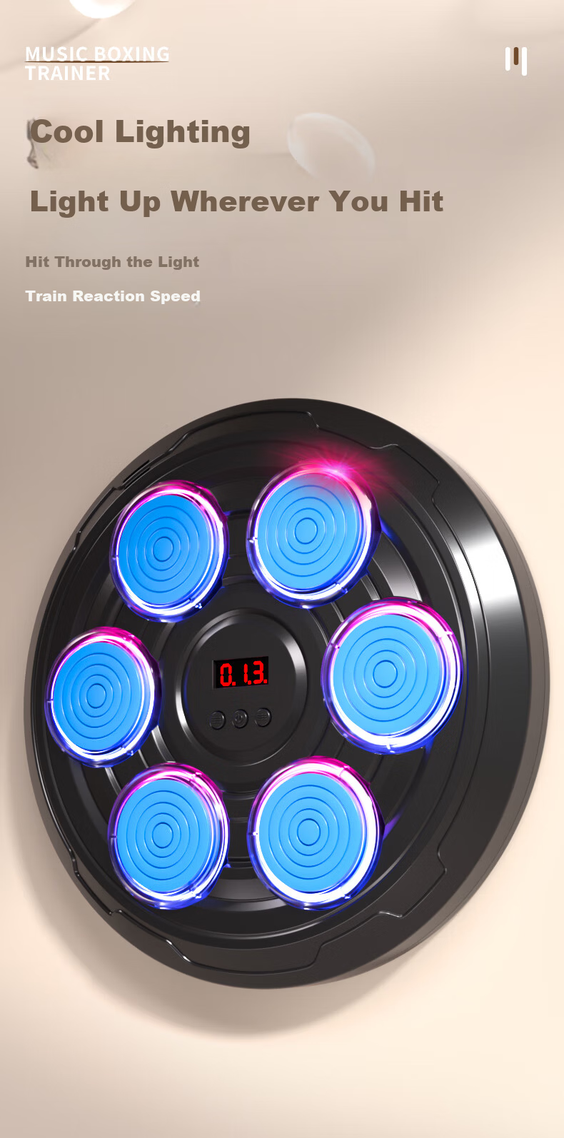 Miaobeile Children's Smart Music Boxing Machine Wall Target 6-10 Years Electronic Reaction Target Adult Boxing Trainer Birthday Gift 5