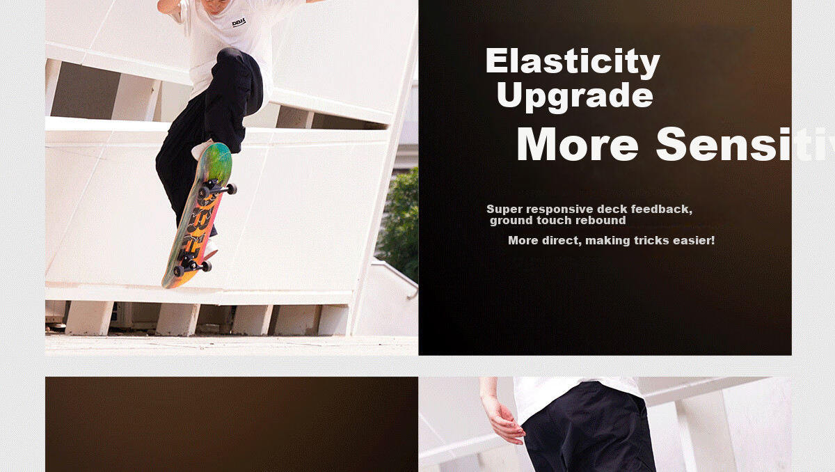 DBH Dream Advanced Professional Double Kick Skateboard for Adults and Children Beginners DBH Holographic 13