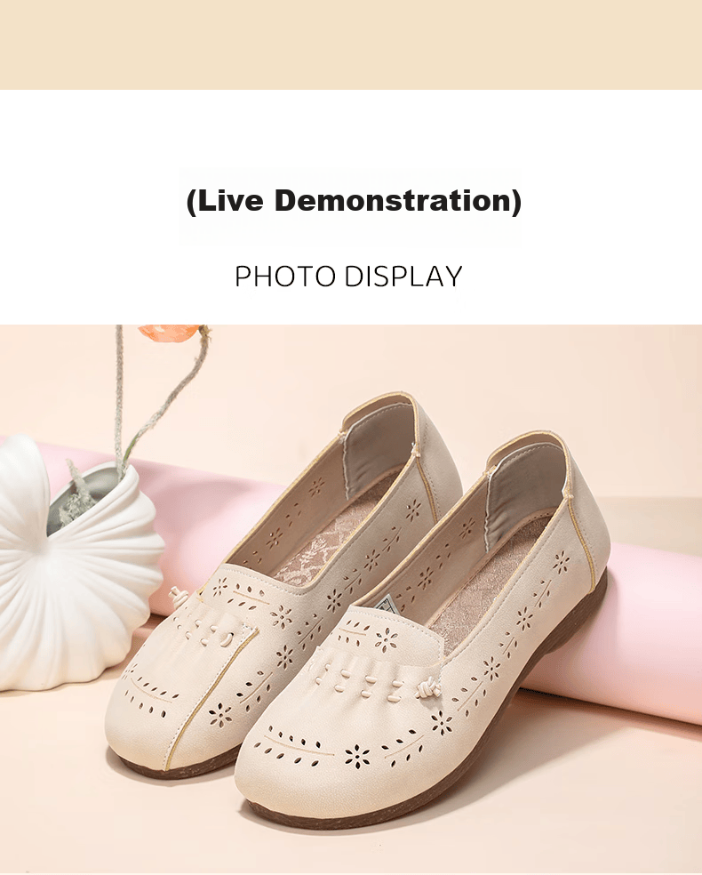 Taiheyuan Summer Women's Hollow Carved Anti-Slip Flat Shoes Comfortable Lightweight Middle-Aged and Elderly Mom Grandma Shoes 12