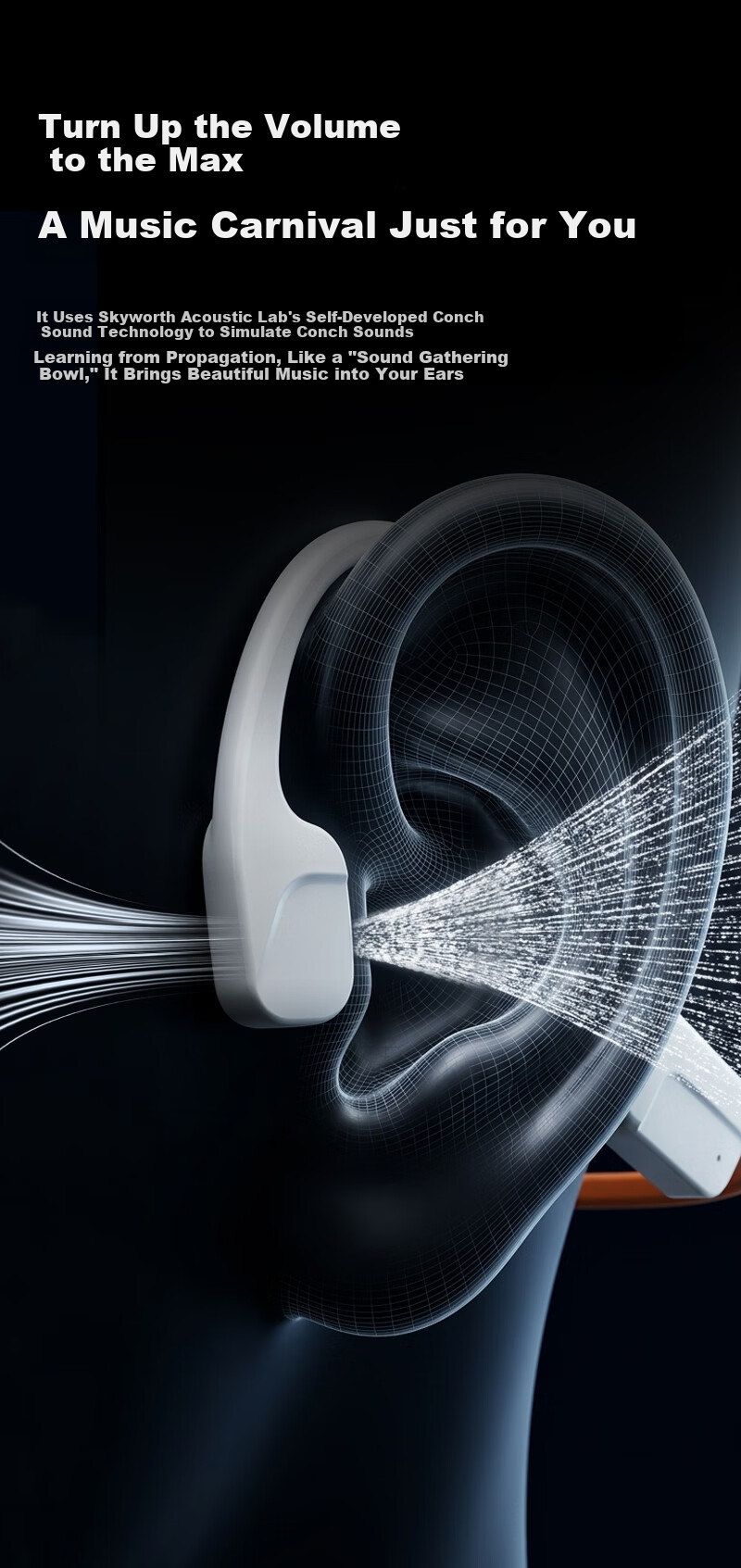 Skyworth G8 Bone Conduction Bluetooth Earphones Wireless Professional Sports Running Outdoor Open-Ear Swimming Compatible with Apple Huawei Xiaomi Waterproof Sweatproof 32GB Memory Starry Black 12