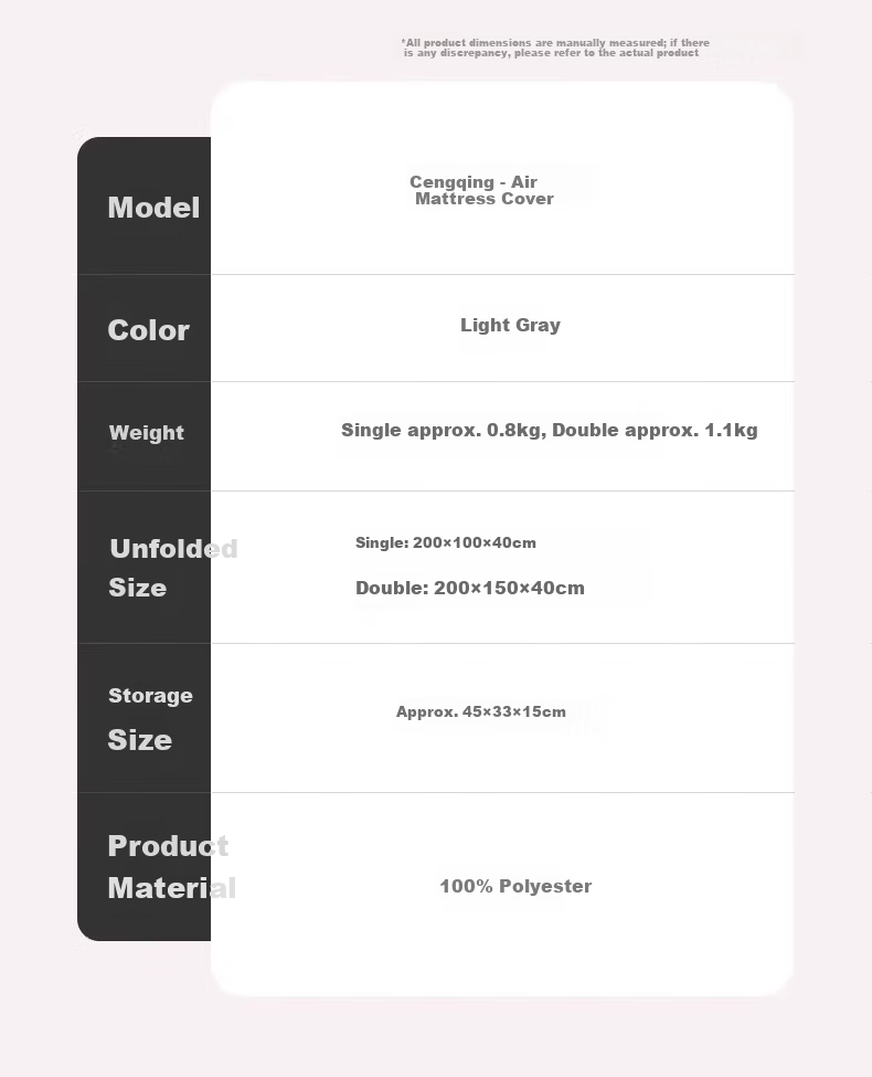 Shanyue Fitted Inflatable Mattress Cover Portable Outdoor Camping Bed Sheet Dustproof Moistureproof Tent Bed Cover 9