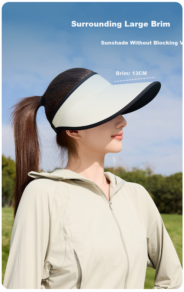 Zhenxiang Women's Spring Summer Colorblock Breathable Sunshade Open-Top Hat UV Protection Sports Cap Gift K805 3