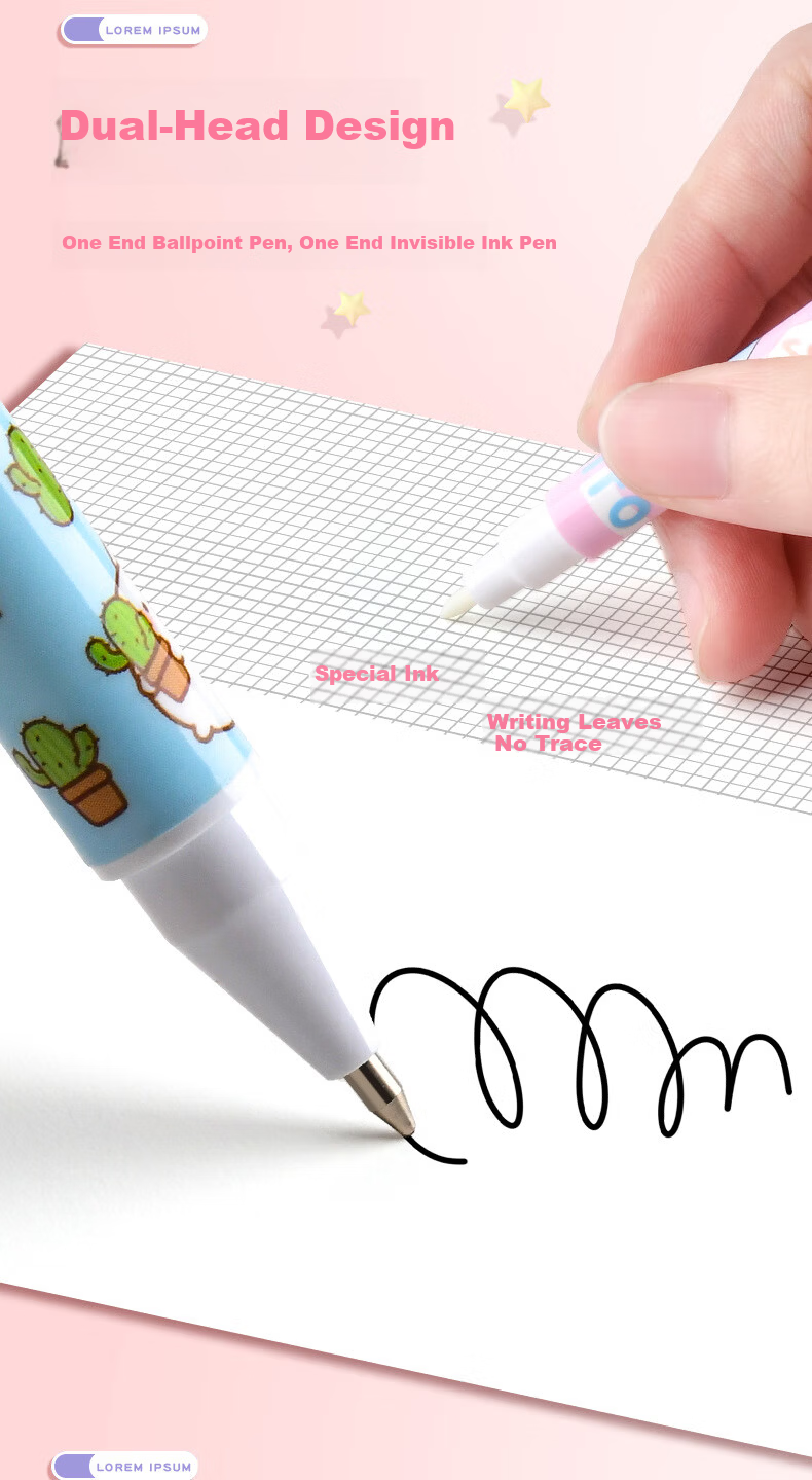Jiamo Invisible Light Pen Gel Pen Disappearing Invisible Highlighter Magic Light Pen Ink Pen Luminous Creative Cartoon Double-Ended UV Ballpoint Secret Writing Glow Pen 5