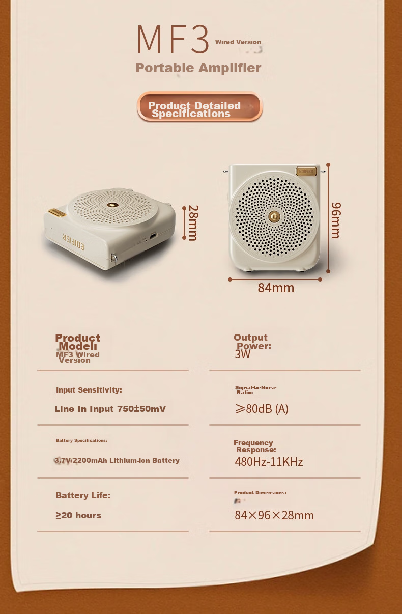 EDIFIER MF3 Wired Portable Amplifier, High-Power Amplifier for Teachers And Tour Guides, Yunyan White Speaker, Teacher's Day Gift 16