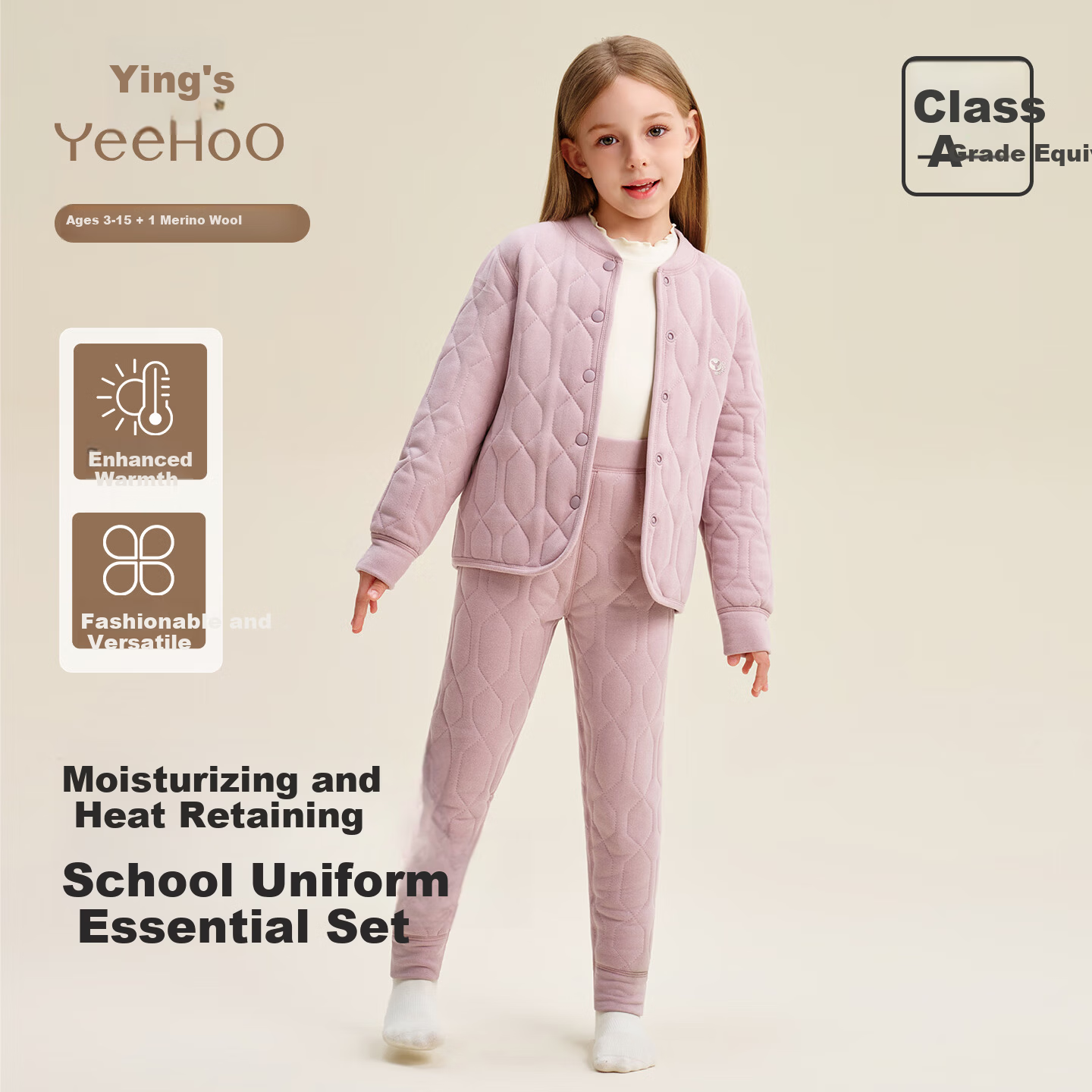 YEEHOO Three-Layer School Uniform Essential Kids Thermal Underwear Anti-Static Boys and Girls Set