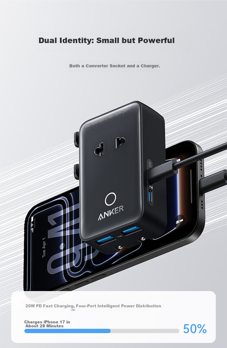ANKER Multi-Country Travel Adapter UK EU US AU Universal Worldwide Power Socket Charger Black 11