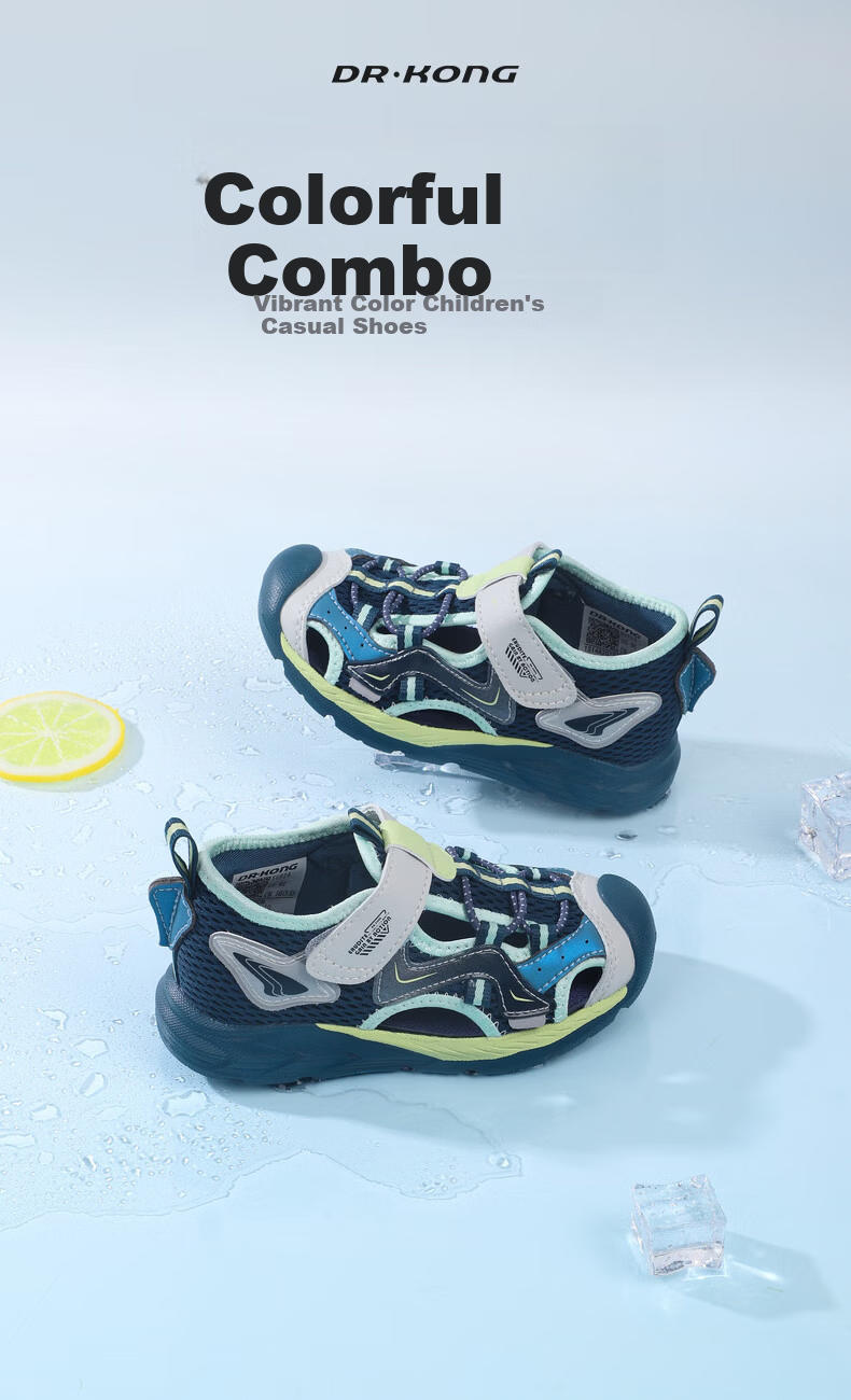 DR·KONG Jiang Doctor Toddler Walking Shoes Summer Boys Casual Breathable Closed-Toe Sandals Blue/Green Size 24 1