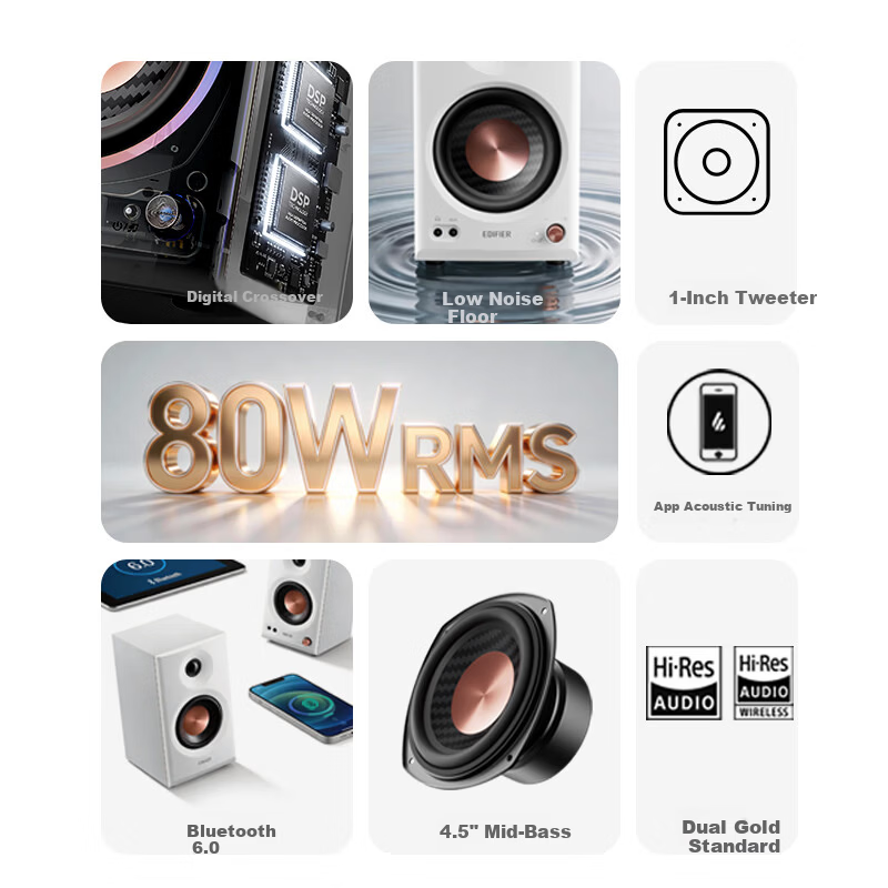 EDIFIER [2026 New Product] MR4BT Wireless Bluetooth Monitor Speaker, High-Fidelity HIFI Sound Quality, Computer And TV Audio, Desktop Speaker, Dual Gold Certification, Black