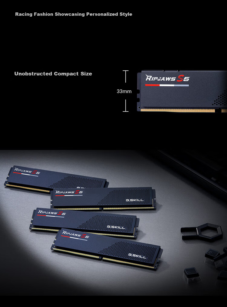 G.SKILL Trident Z5 DDR5 16GB (1x16GB) 6000MHz Desktop Memory - Flame Blade (Dark Night Black) / C36 6