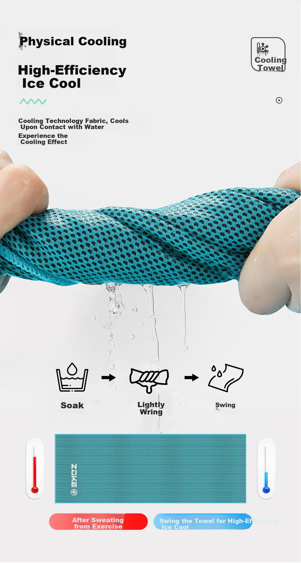 ZOKE Adult Sports Towel Swimming Fitness Cooling Quick-Dry Soft Portable Bath Towel 626305202-1 3