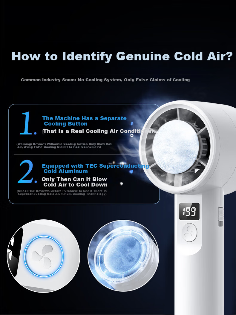 YOUMKR 199-Level Cooling Handheld Desktop Semiconductor Cooling Fan Long Battery Life Portable USB Small Fan High Airflow Rechargeable Cooling Device for Dorm Students 3