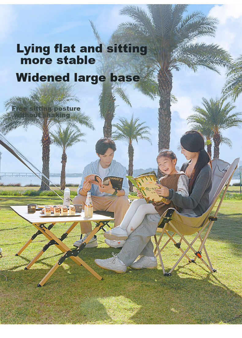 Shanfei Nest Joy Moon Chair Outdoor Folding Chair with Widened Armrests Portable Recliner Picnic Stool Nap Fishing Lounge Chair 5