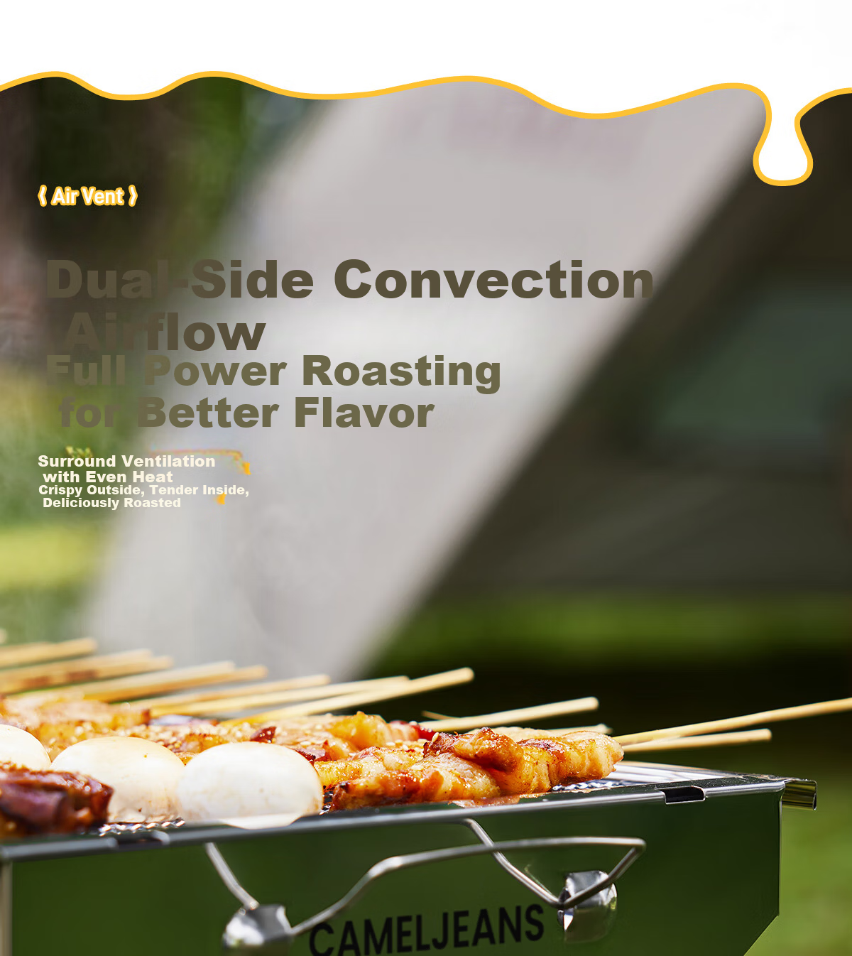 CAMELJEANS Outdoor BBQ Grill Portable Camping Barbecue Rack Home Smokeless 2025 New Silver 7