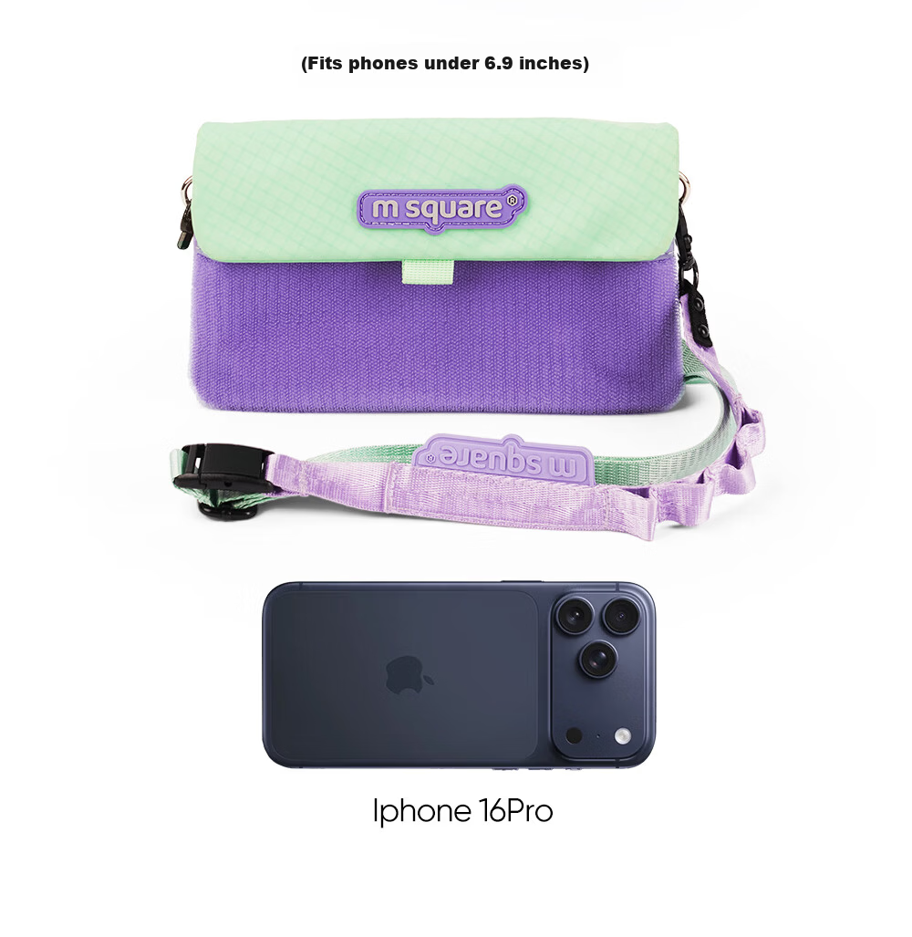 M Square Phone Bag Unisex Crossbody Bag Power Bank and Data Cable Organizer Lightweight Commuter Travel Shoulder Bag Taro Purple 10