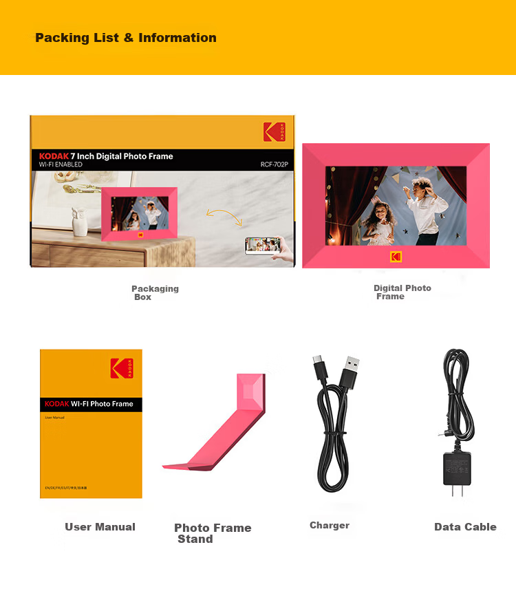 KODAK 1020V Digital Photo Frame 10.1-inch HD Electronic Album Remote Control Video Photo Music Player Noble Black 13