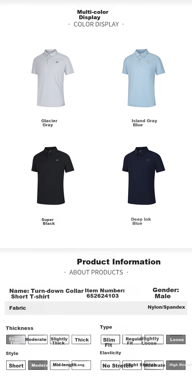 361° Men's Sports T-Shirt Spring Summer New Sun-Protective Polo Shirt Cooling Casual Short Sleeve Top 652624103-6 21