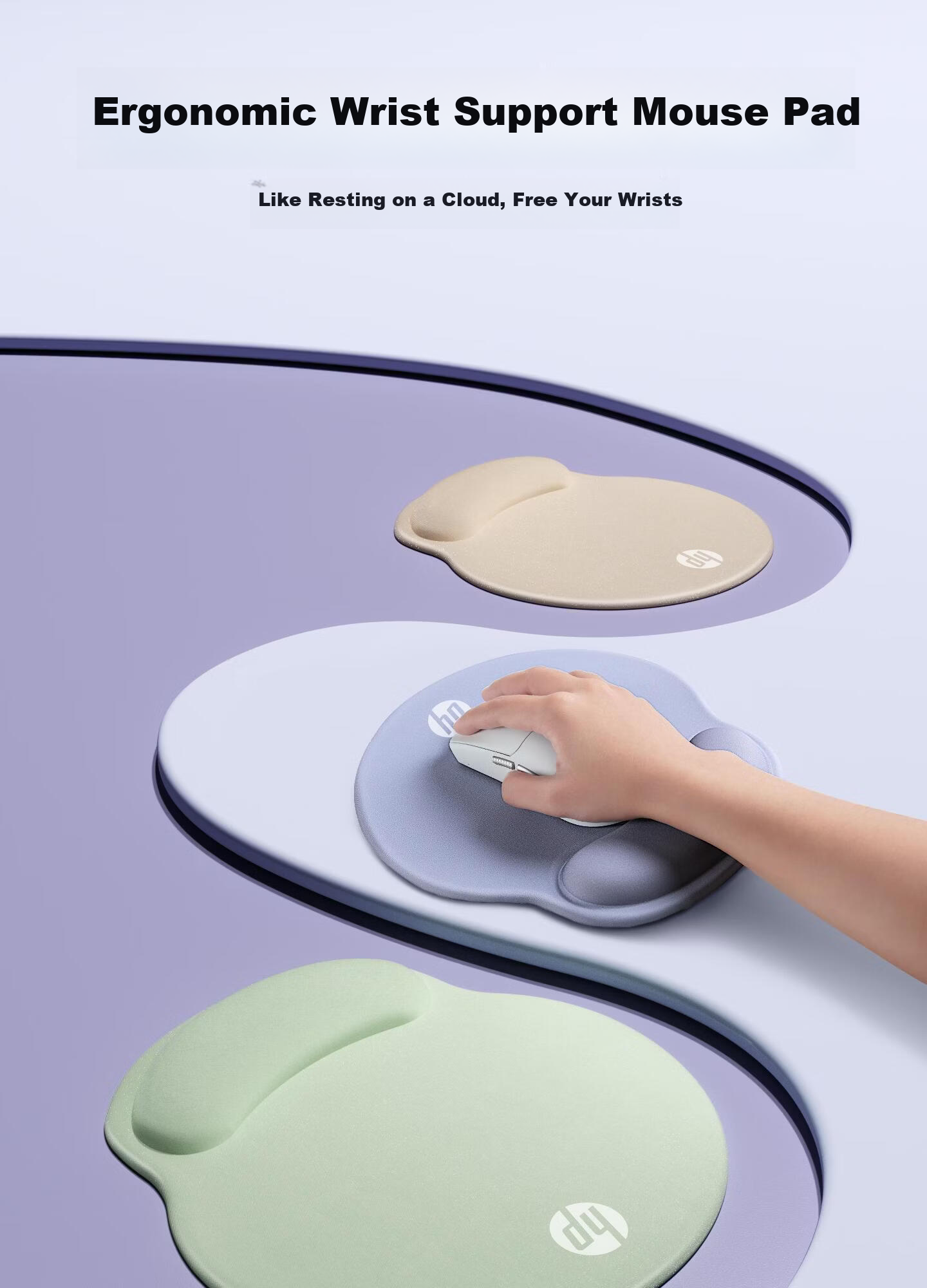 HP Wrist Rest Mouse Pad Office Computer Desk Mat Non-Slip Dirt-Resistant Gaming Mousepad Milk Tea Color 1