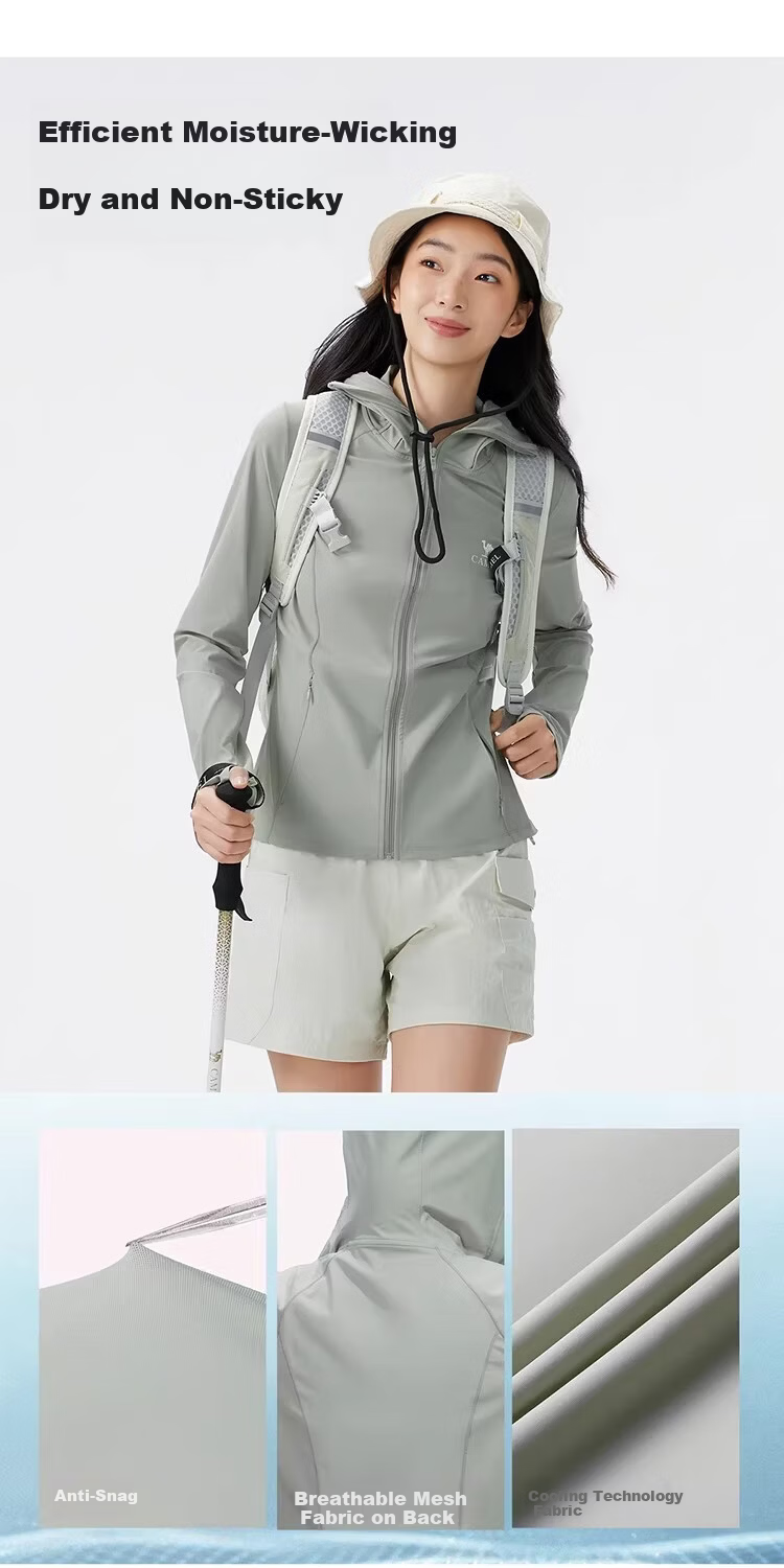 CAMEL Outdoor Original Yarn Sun Protection Jacket 2026 Spring Summer New Women's Ice Cool Breathable Silver Coated Brim Sun Protection Coat 1004 6