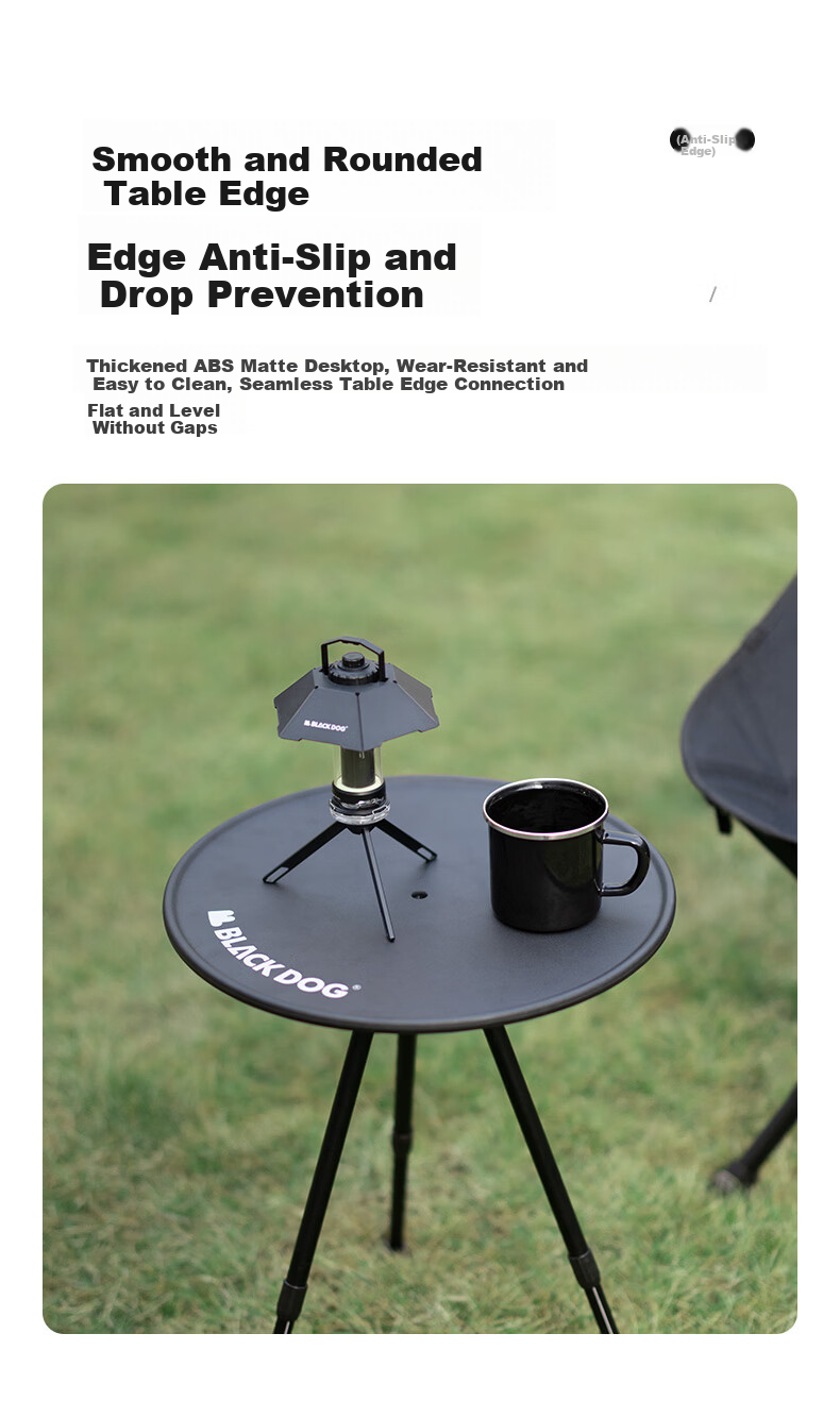 Black Dog Aluminum Alloy Portable Small Round Table Adjustable Height Folding Outdoor Camping Table 6