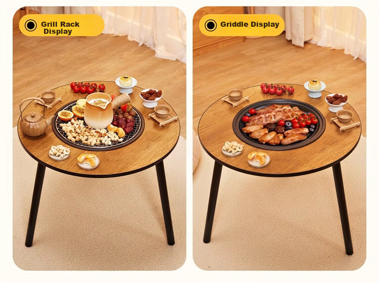 CAMELJEANS Electric and Charcoal Dual-Use Tea Boiling Table BBQ Grill for Home and Outdoor Camping 175CH25026 13