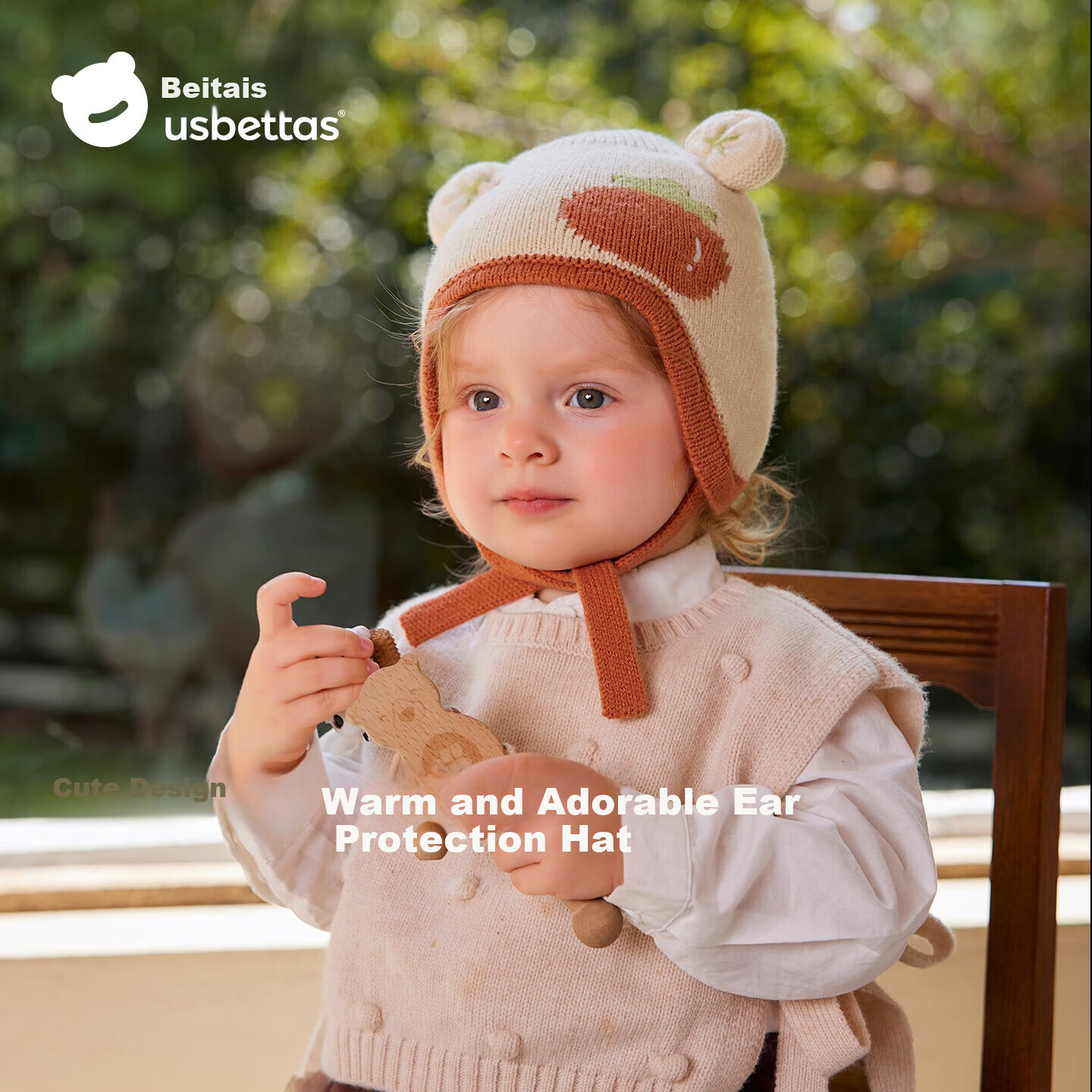 Beitais Baby Hat Autumn Winter Infant Boys Girls Wool Knit Warm Windproof Thickened Ear Protection Cap