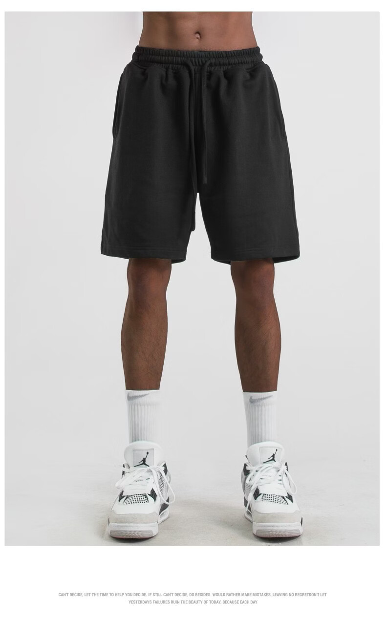 MMOPTOP Heavyweight American Casual Men's Summer Loose Simple Sports Shorts Versatile Five-Point Pants MDK22 Gray L 12