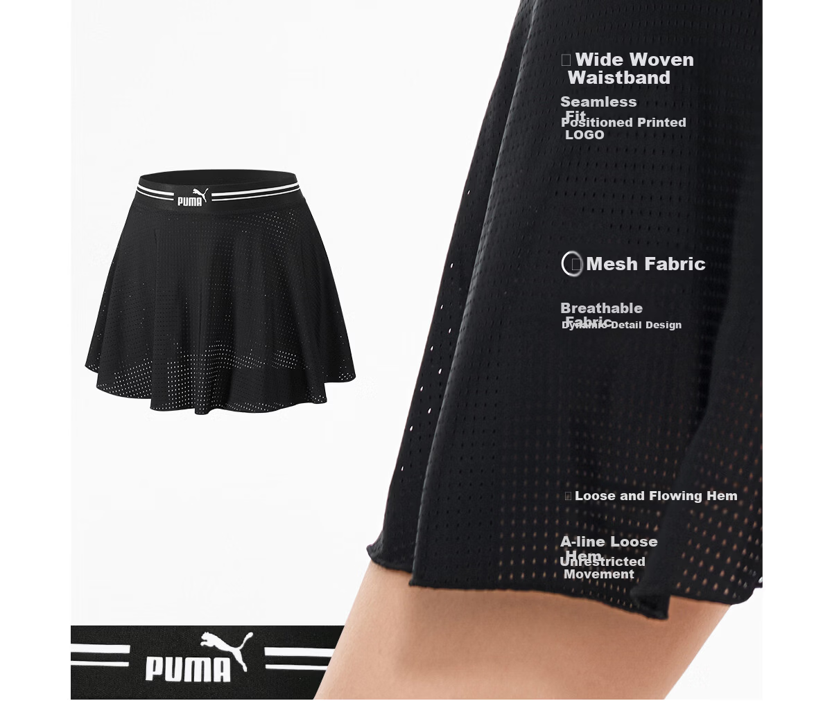 PUMA Women's Two-Piece Swim Skirt Slim Fit Breathable Versatile Casual Vacation Swimwear One-Piece Skirt and Short Skirt 5