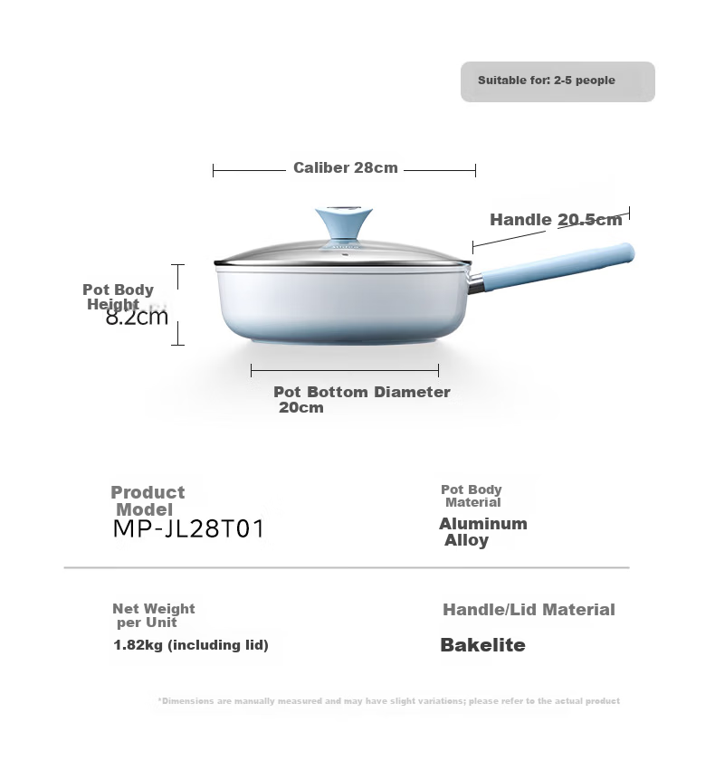 Midea Non-Stick Frying Pan, Deep Skillet, Titanium Grade Non-Stick, Spark-Free, Oil-Gathering, Steak Frying, Egg Frying, Suitable for Gas And Induction Cooktops 22