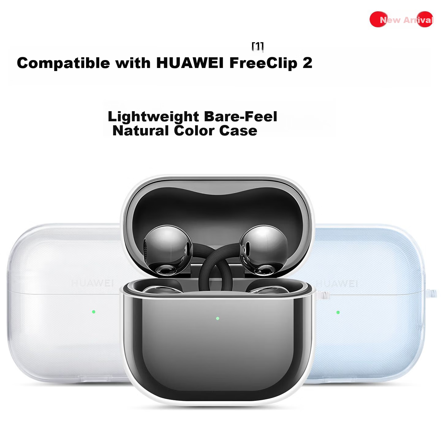 HotFire Huawei FreeClip 2 Protective Case Earphone Case Simple Silicone Charging Case Protective Anti-Drop 2025 Soft Case Transparent with Lanyard