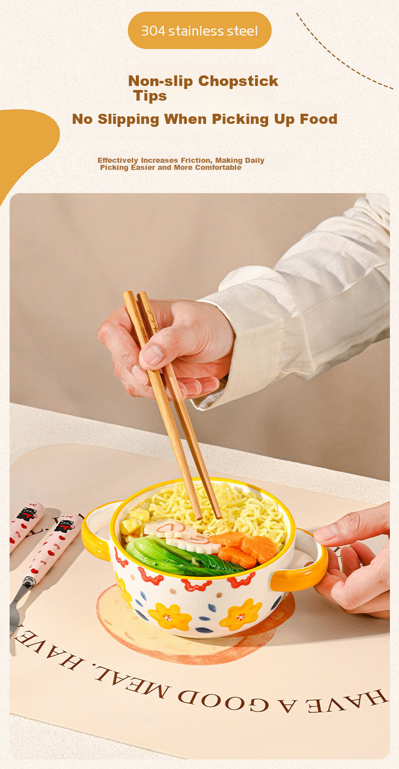 Cilock Portable Chopsticks and Spoon Set 304 Stainless Steel Balloon Dog Three-Piece Lunchware for Students and Office Workers 9