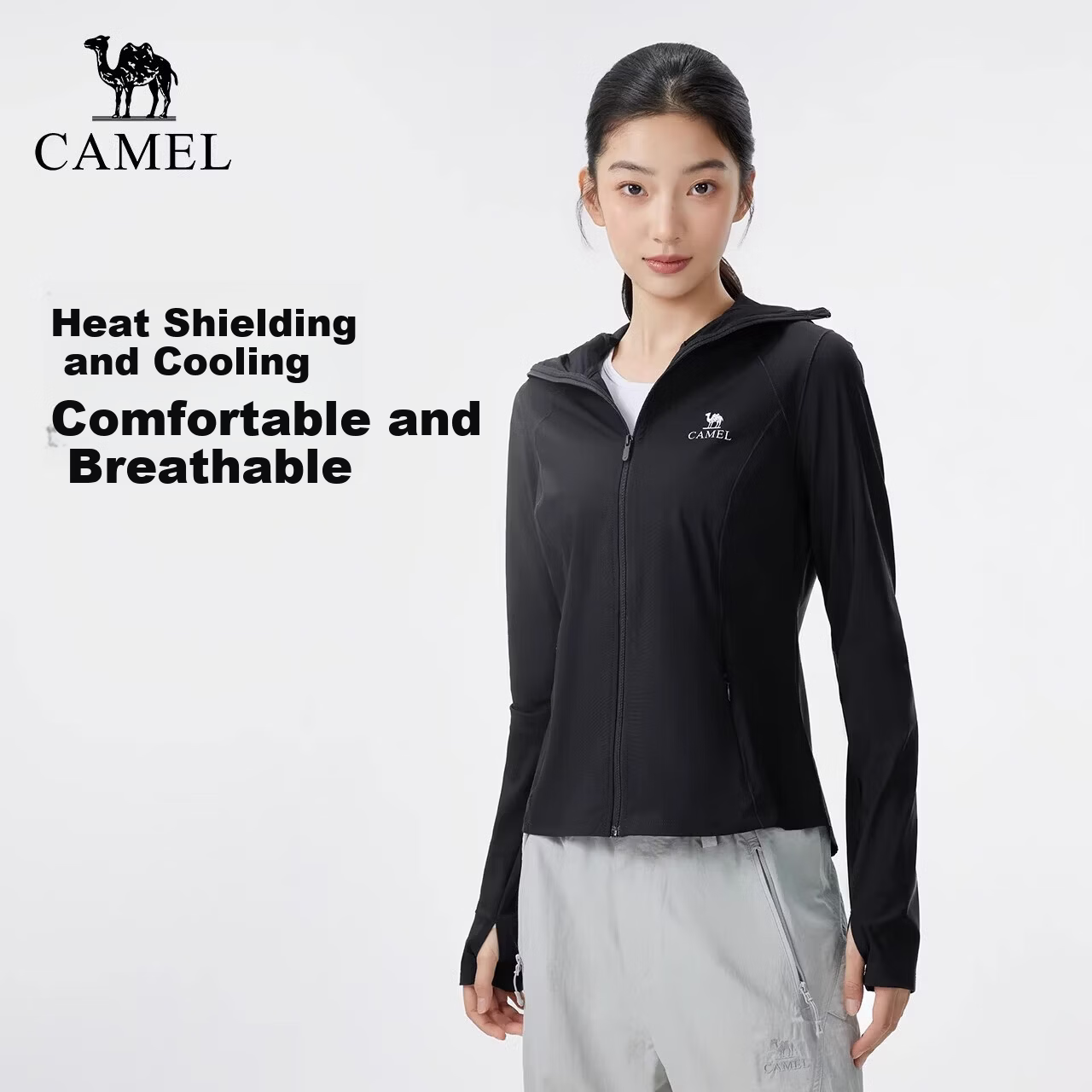 CAMEL Outdoor Original Yarn Sun Protection Jacket 2026 Spring Summer New Women's Ice Cool Breathable Silver Coated Brim Sun Protection Coat 1004