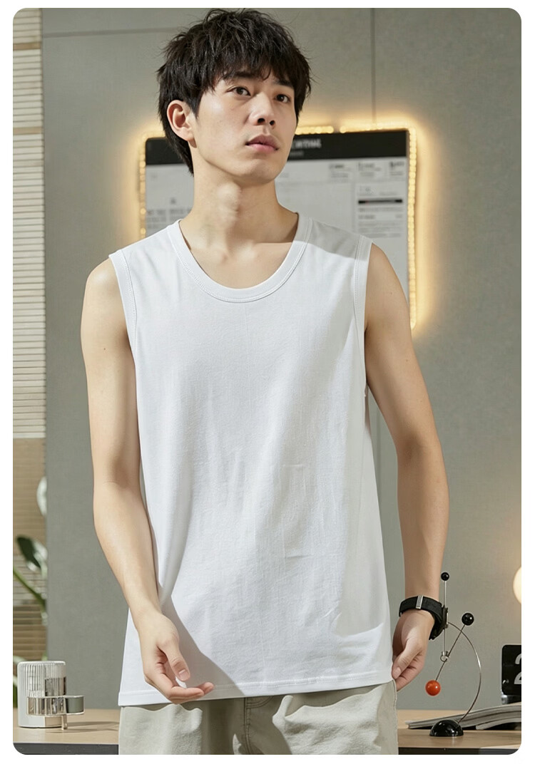 Little Nurse Men's Cotton Breathable Wide Shoulder Sleeveless Tank Top T-Shirt 5