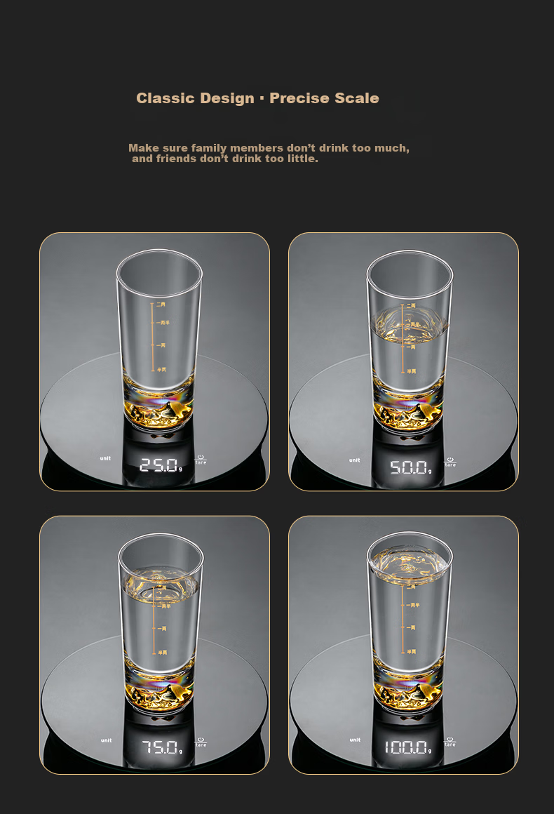 CRISTALGLASS Jinshan 60ml White Liquor Glass Set High-End Home Glassware with Graduated Decanter and Six Small Cups 9