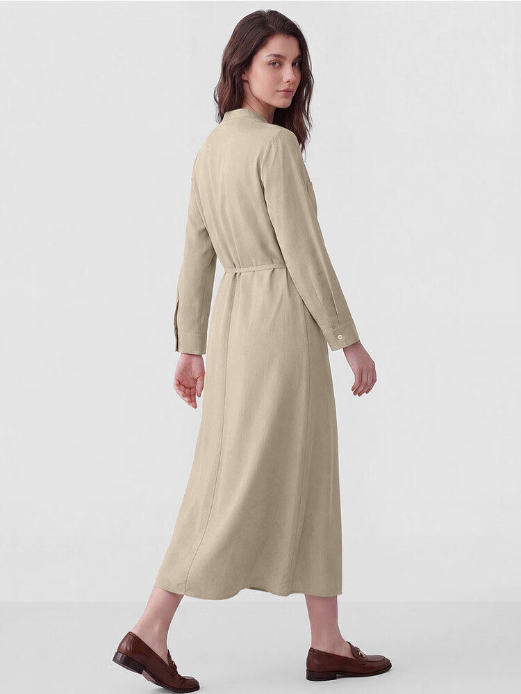 G2000 [Lyocell Linen Blend with Belt Mall Same Style] Women's 2026 Spring Summer Long Sleeve Dress 14