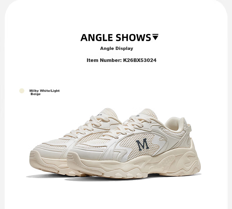 CAMEL Galaxy 3rd Generation Women's Sports Breathable Casual Thick-Soled Dad Shoes K26BX5L3024 Off-White/Light Beige Size 38 17