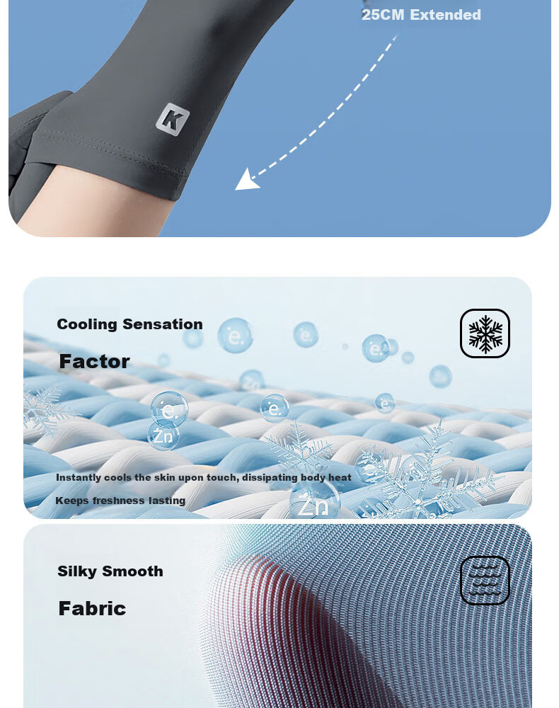Chegui Mu Long Sun Protection Gloves for Women Summer Thin UV Protection Driving Cycling Anti-Slip Two-Finger Touchscreen Riding Gloves 2