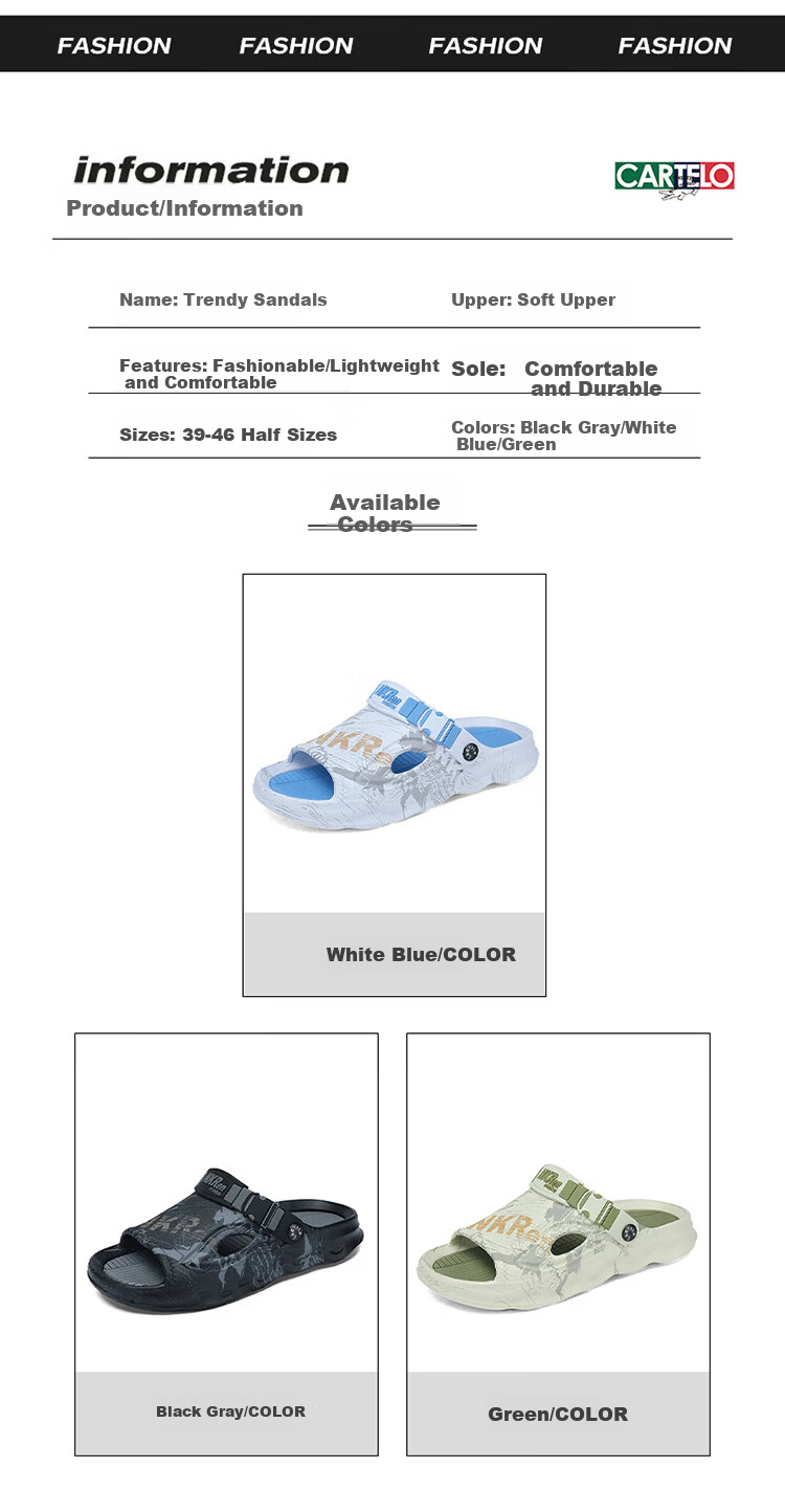 CARTELO Men's Summer Dual-Use Breathable Beach Slippers Sports Casual Soft Sole Sandals 4
