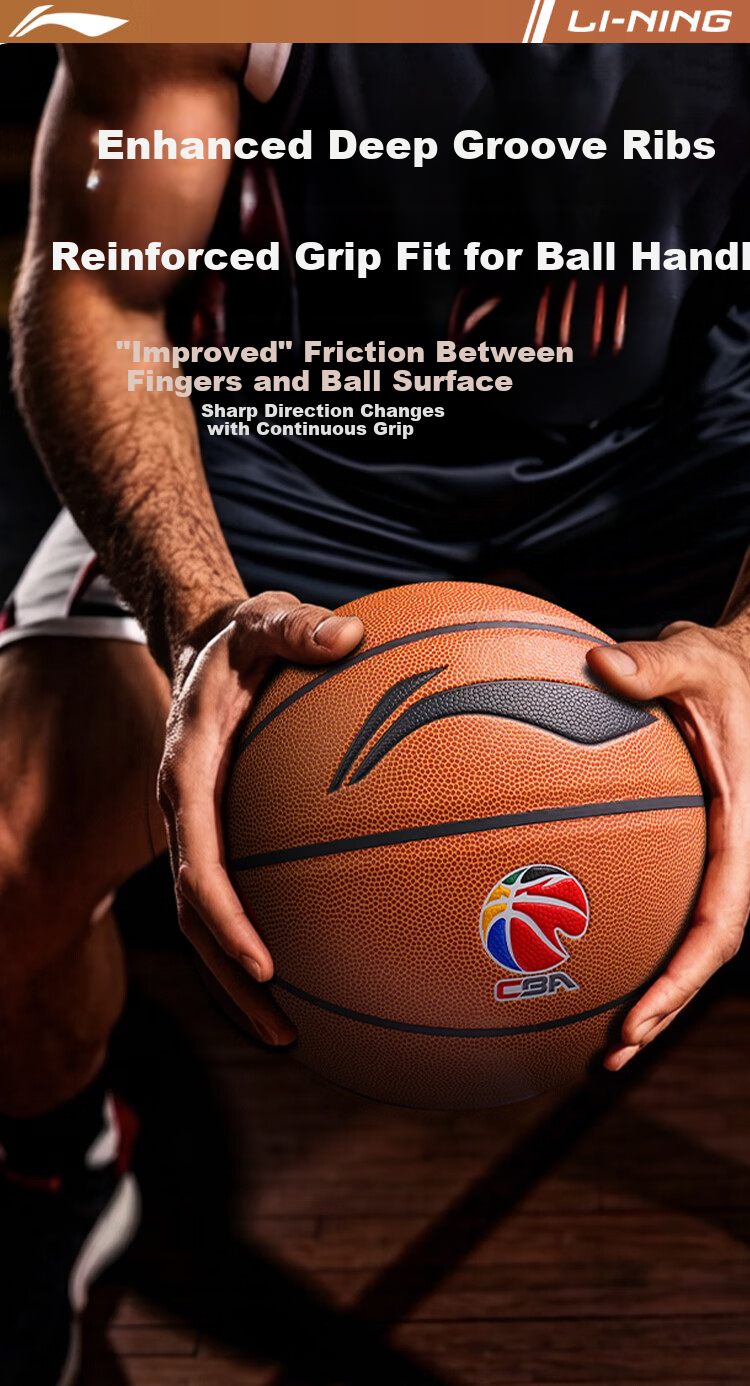 LI-NING Basketball No.7 Color Logo CBA Indoor Outdoor Anti-Slip Wear-Resistant Professional Game Ball for Adults and Youth 091-1 7