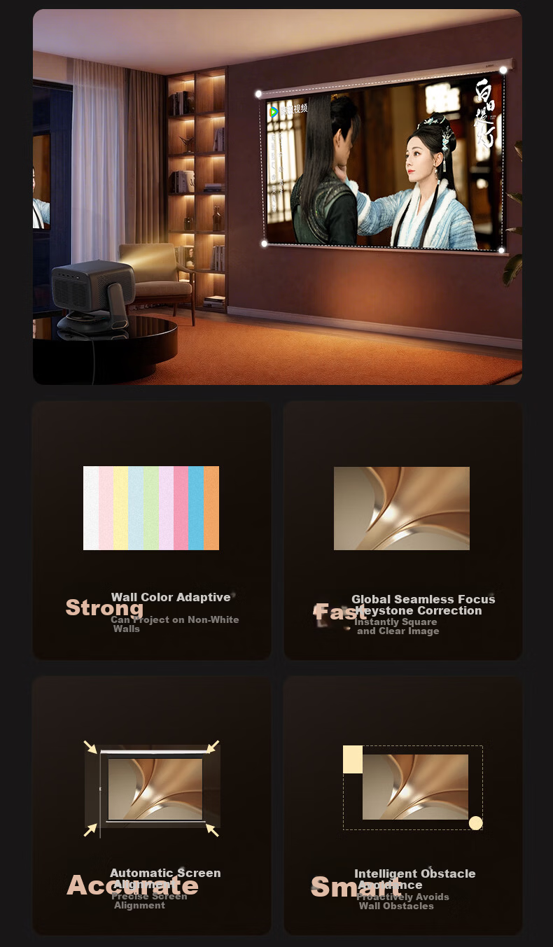 Big Eye Orange R3 Ultra High Brightness Edition [1500CVIA] High Brightness Gimbal Projector Home Ultra HD Living Room Cinema Projector AI Home Entertainment First Class 12