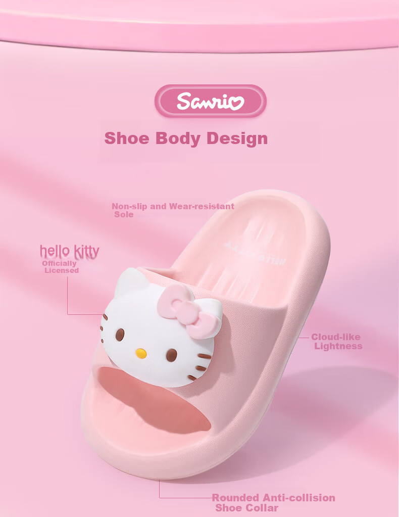 Pig Daddy Children's Slippers Girls Summer 2025 New Indoor Non-Slip Sanrio Baby Parent-Child Slippers White Size 22 for Ages 6-12 4
