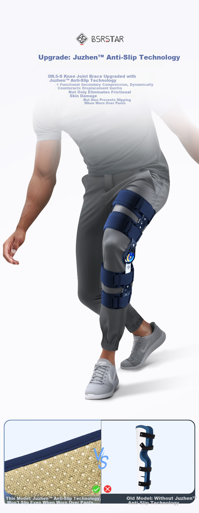 Baisrui Knee Joint Support Brace Medical Knee Brace for Meniscus Injury Adjustable Professional Knee Support 8