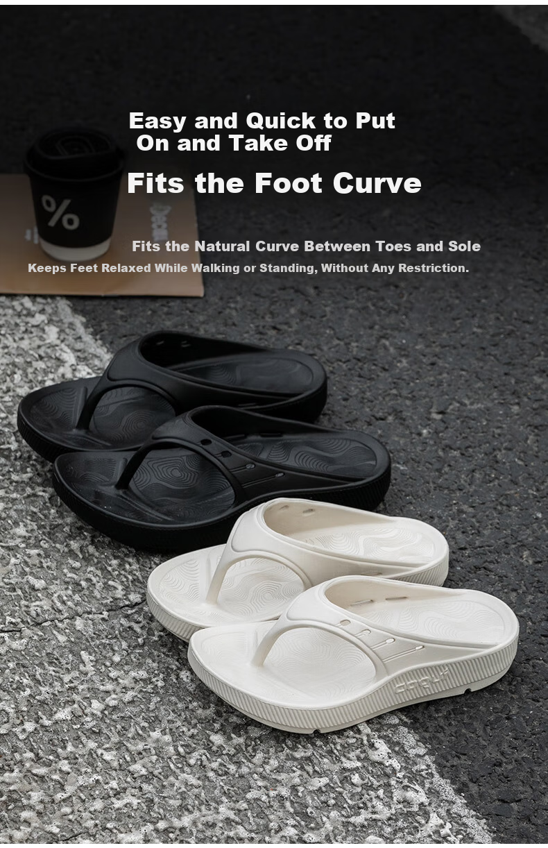 Coqui Men's Outdoor Beach Flip Flops Soft Cushioned Thick Sole Sandals Black Size 44-45 CQ2563 4